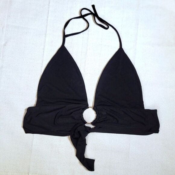 Nasty Gal Black Halter Top Bikini Top Size 4 - Picture 1 of 5